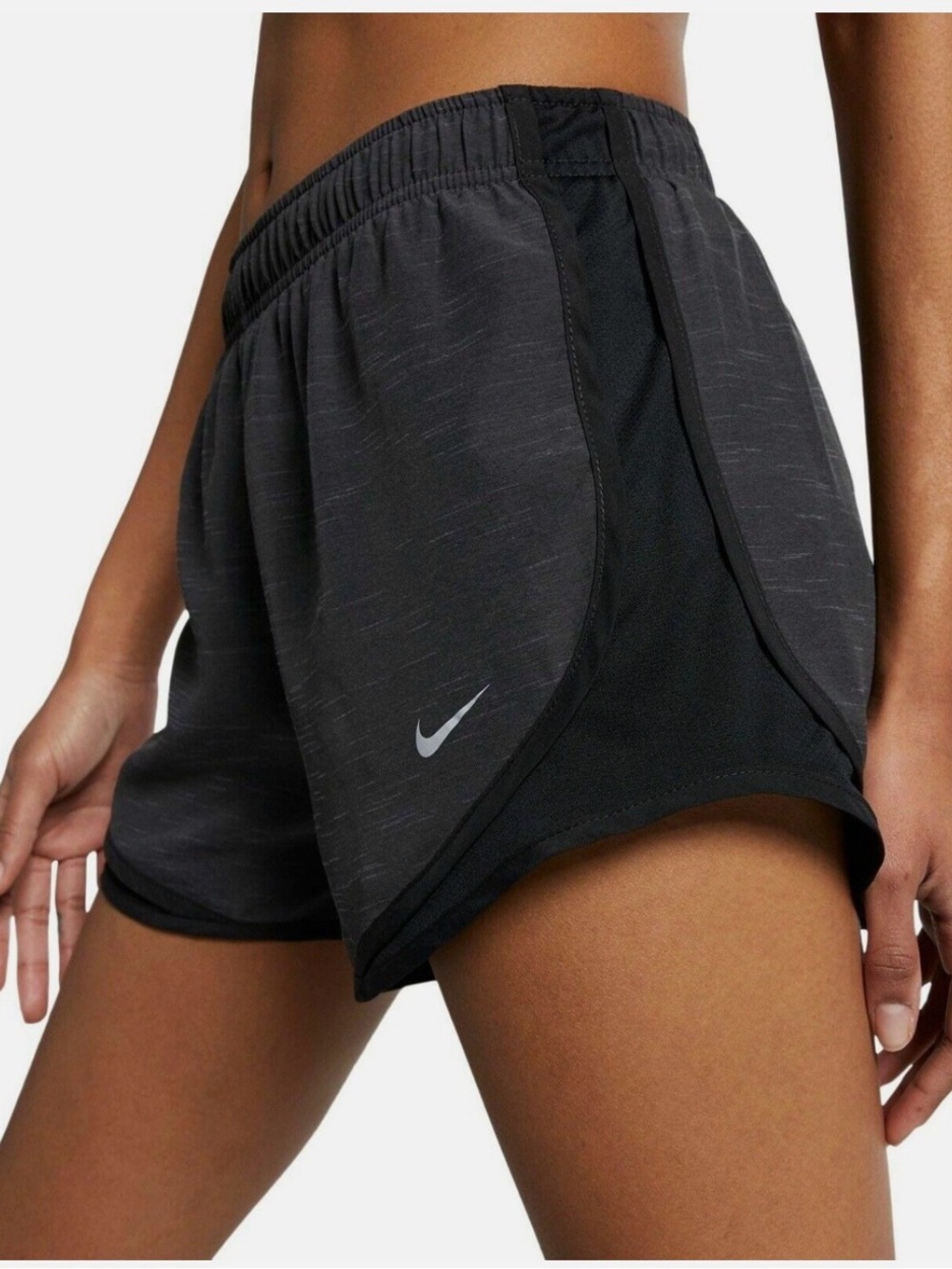 Nike Women's Charcoal and Black Athletic Tempo Lined Running Shorts